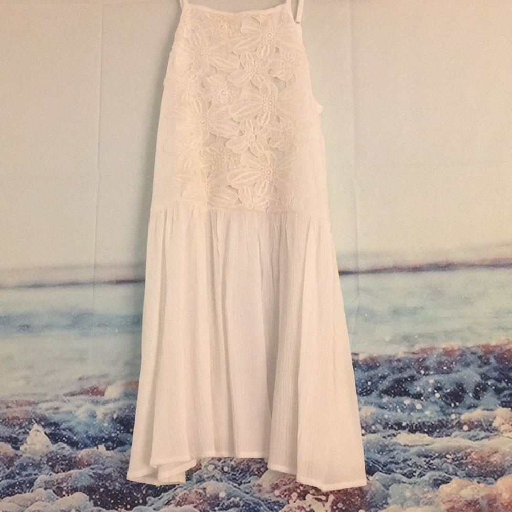 White Flowered Tank Top